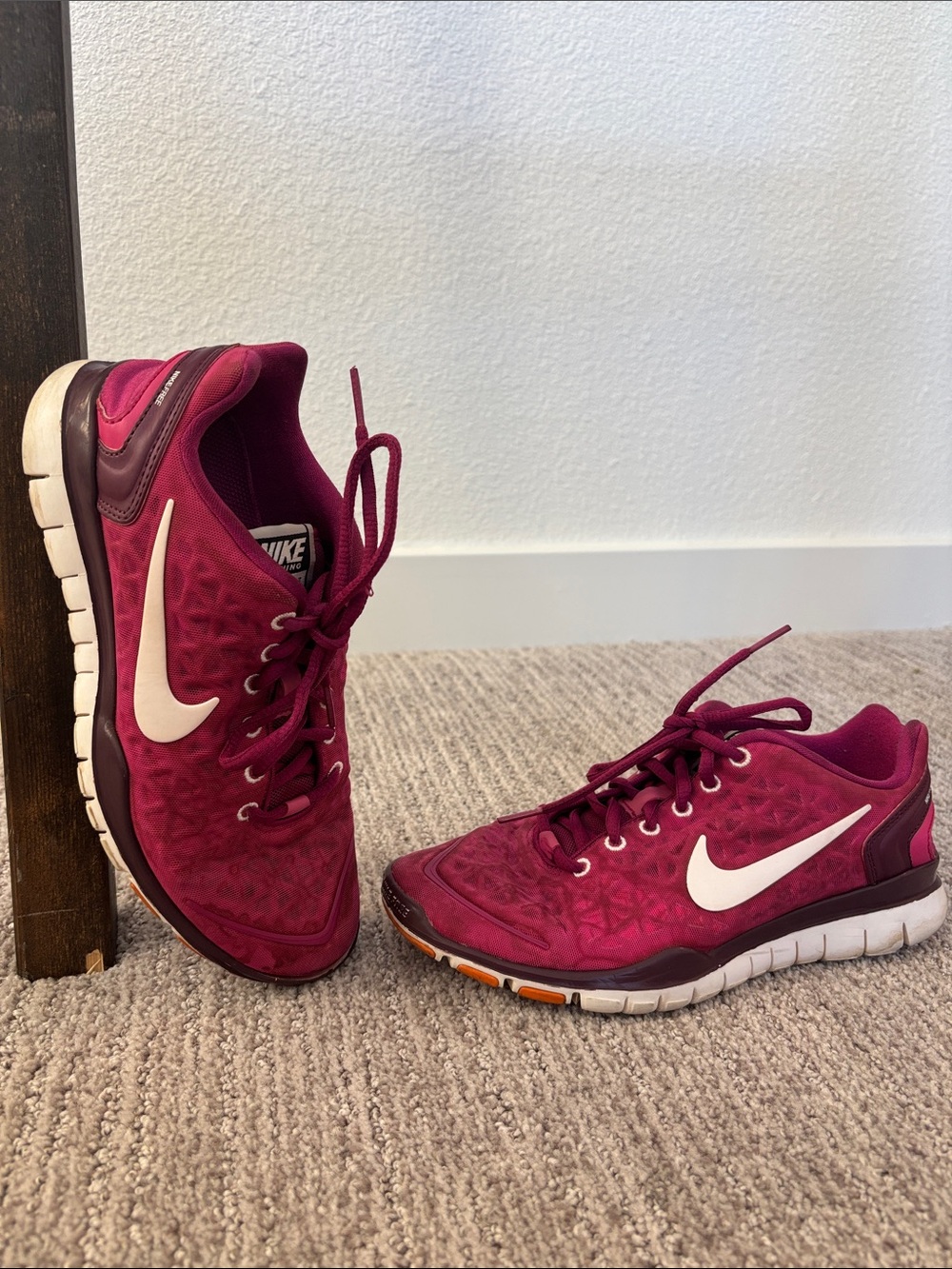 Nike Women's Burgundy Athletic Shoes with White Swoosh